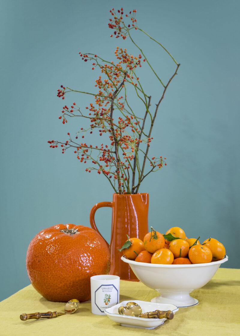naranja, frutero, mesa, ideal, jarra, colores, indietro