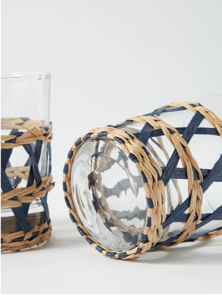 SET 4 VASOS RATÁN AZUL - Imagen 2