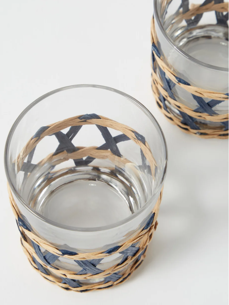 SET 4 VASOS RATÁN AZUL - Imagen 3