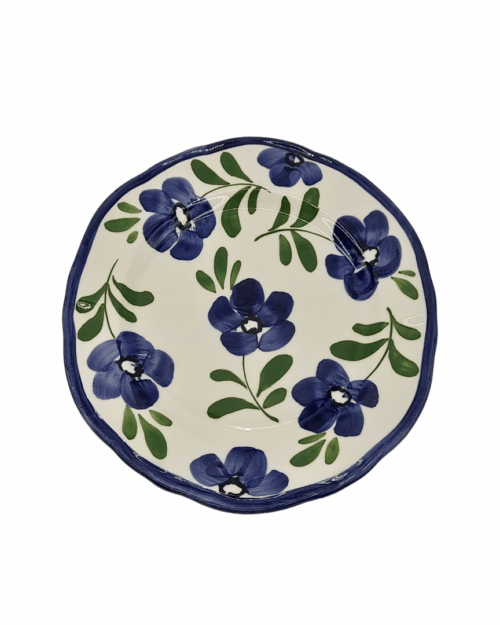 PLATO POSTRE FLORES AZULES
