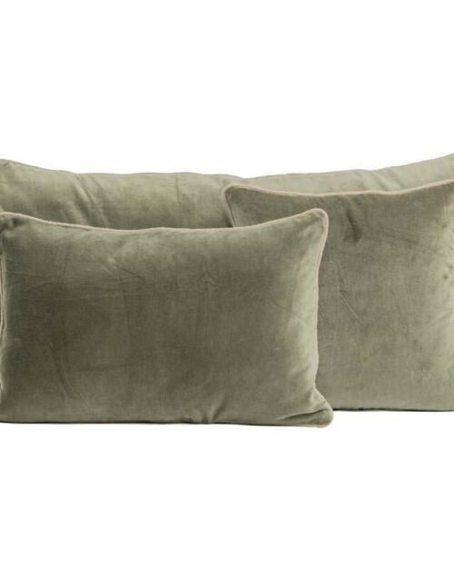 COJÍN VELVET VERDE KAKI 60X40
