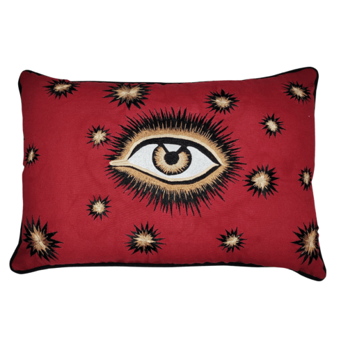 cojines bordados ojo, les ottomams