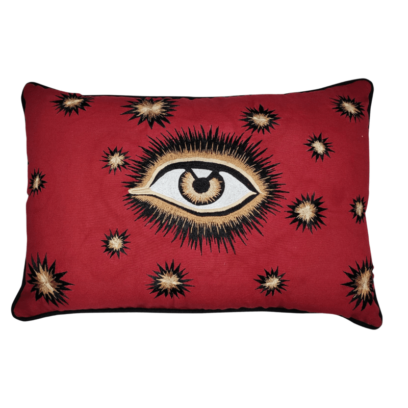 cojines bordados ojo, les ottomams