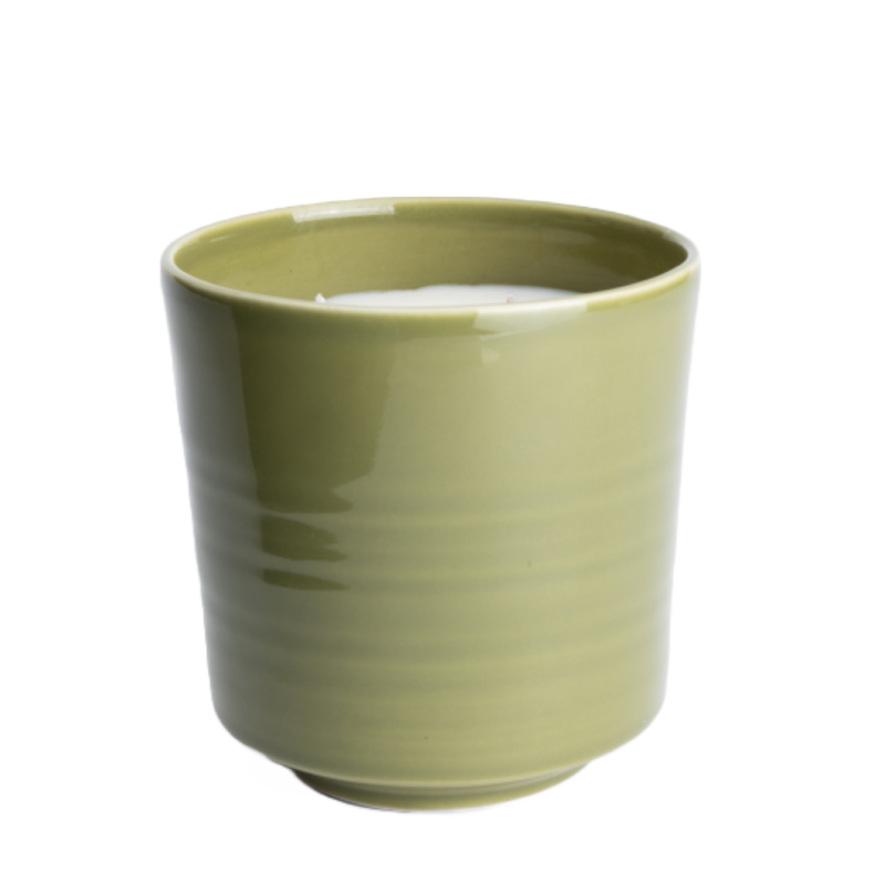 vela xl ceramica, verde claro, indietro