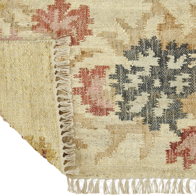 ALFOMBRA FLORES YUTE KILIM INDIETRO