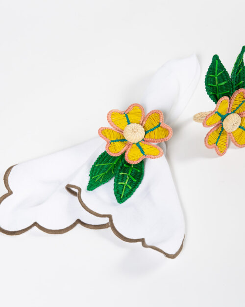SET 2 SERVILLETEROS FLOR AMARILLO