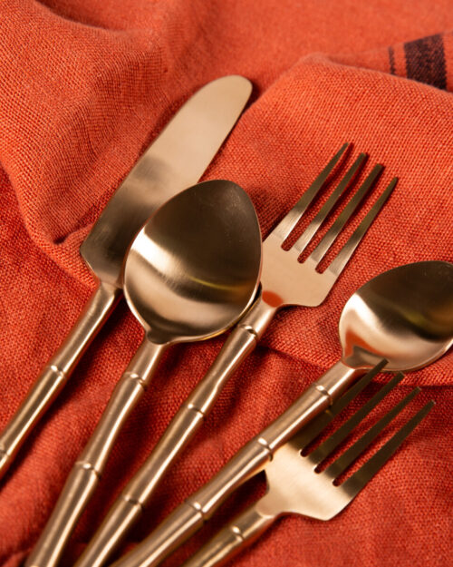 SET CUBIERTOS BAMBÚ GOLD