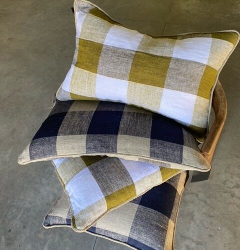 ALMOHADÓN CUADROS LIMÓN