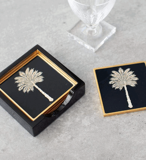 SET 4 POSAVASOS PALMERA