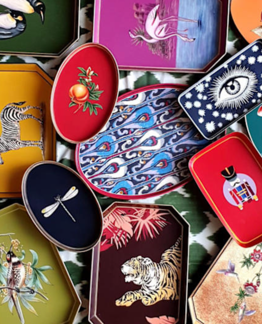 bandejas pintadas a mano, bandejas les ottomans, indietro