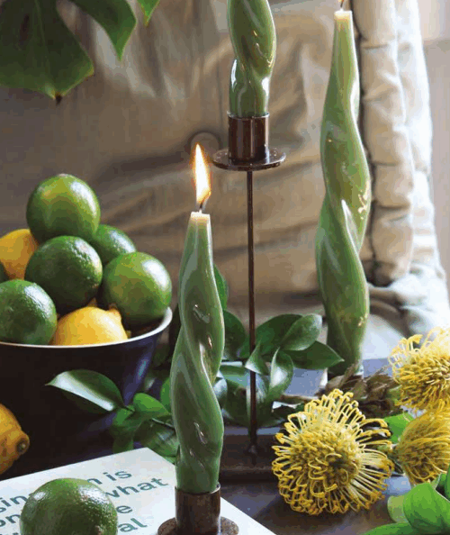 PACK DE 2 VELAS ONDULADAS MUSGO