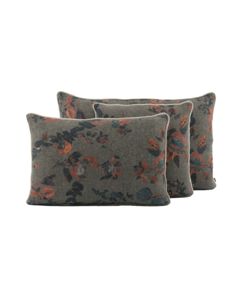 cojin lino flores, cojines lino, haomy, indietro