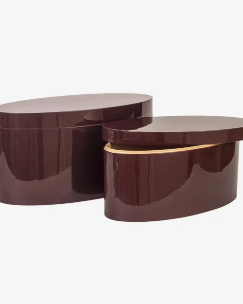 DUO CAJAS OVALADAS BURDEOS