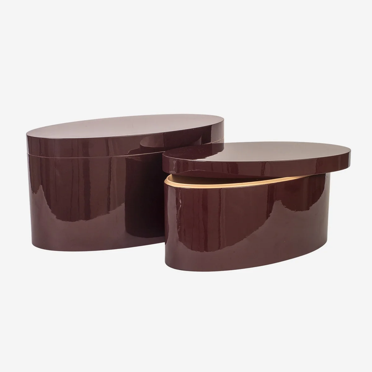 DUO CAJAS OVALADAS BURDEOS