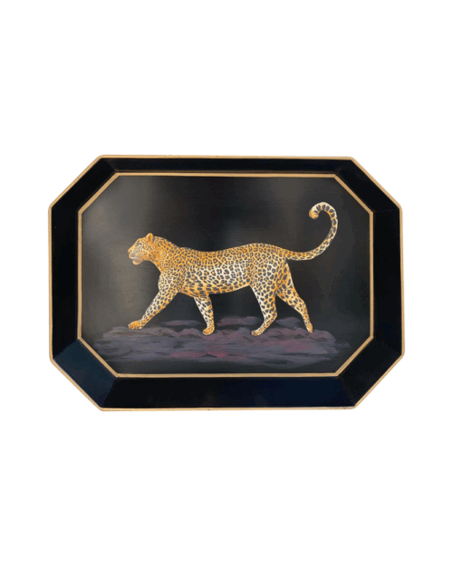 bandeja pintada a mano leopardo