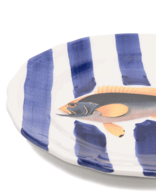 PLATO LLANO RAYAS AZULES