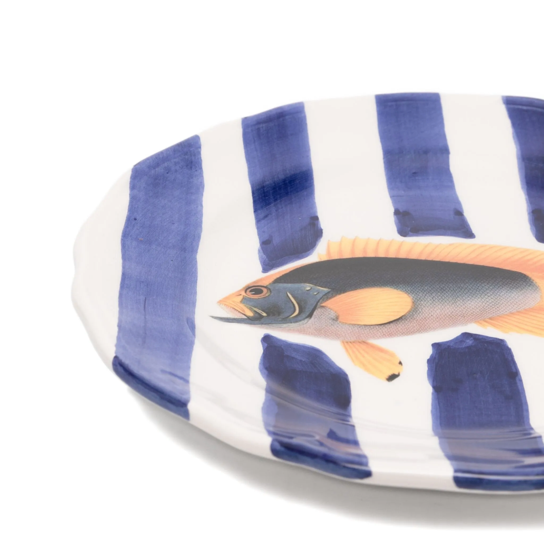 PLATO LLANO RAYAS AZULES