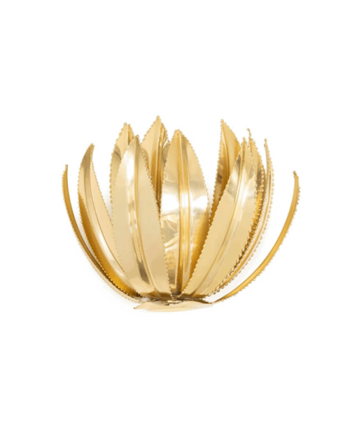 aplique flor loto latón, aplique latón