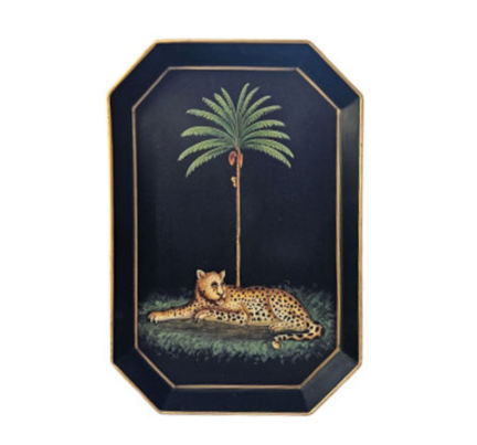 BANDEJA  METAL LEOPARDO