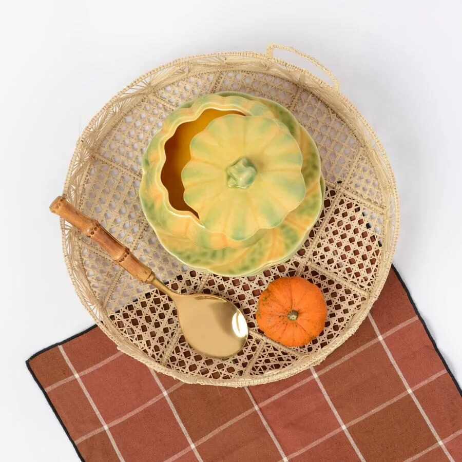 bandeja redonda, artesana, indietro